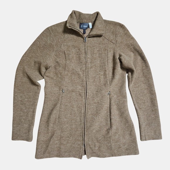 IBEX Merino Wool Full Zip Sweater Jacket S Pockets Outdoor Basic Chic Old Money - Picture 1 of 9